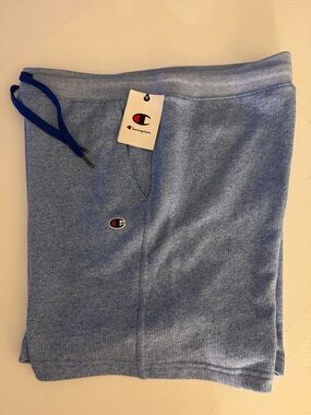 Champion Fleece Shorts Mens Large Light Blue French Terry